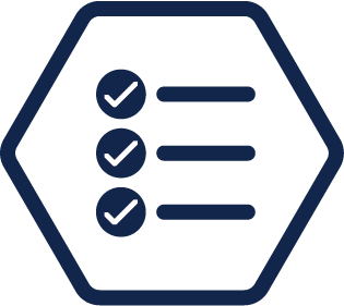 image of a checklist inside a hexagon